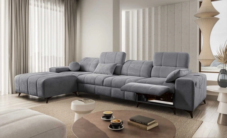 Ecksofa mit Schlaffunktion Penejos XII Lux grau linke Stilvolles Schlafsofa mit komfortablem ausziehbarem Fußteil