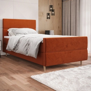 Boxspringbett Benet 120x200 ziegelrot Bett im modernen skandinavischen Stil mit gepolstertem Kopf- und Fußteil Bett mit Staukasten