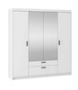 Schrank mit Spiegel Rene 176 cm weiß modernes Design und ABS beendet Kanten