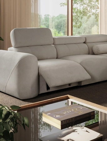 Ecksofa mit Schlaffunktion Cantare III Lux ziegelrot linke Seite stilvolles und bequemes Ecksofa für das Wohnzimmer mit hochklappbarer Fußstütze