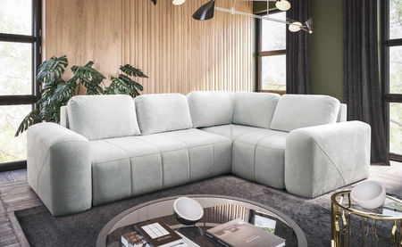Ecksofa Bovec II mit Schlaffunktion ecru rechts Komfort-Ecksofa mit stilvollem Charakter Bettzeug-Container
