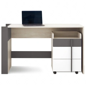 Schreibtisch Remona 130 cm Eiche wilton weiß / weiß / anthrazit mit einem Schrank auf Rollen stilvoll und funktional für das Büro, Arbeitszimmer oder Jugendzimmer