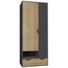 Kleiderschrank Nano 80 cm graphit / Eiche riviera ideal für das Jugendzimmer sehr brauchbar und hat einen modernen Look