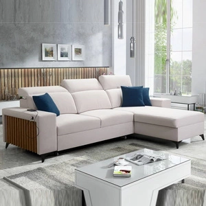 Ecksofa mit Schlaffunktion Kelly ivory rechte Ecke Samt Komfort und Funktionalität Ecksofa mit Latten