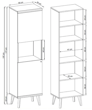 Primo Hängeschrank Eiche Riviera / weiß modernes Design Kante mit Spezialfurnier eingefasst Sicherheitsglas gehärtet