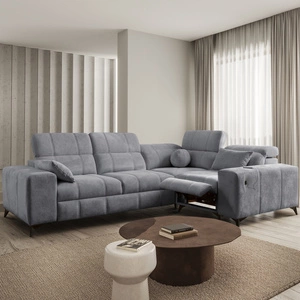 Ecksofa mit Schlaffunktion Penejos II Lux grau rechts bequemes Ecksofa für das Wohnzimmer mit komfortablem ausziehbarem Fußteil