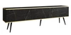 TV-Schrank Luxury 175 cm schwarzer Marmor eleganter Designkorpus mit goldener Zierleiste Schrank auf schwarzen Metallbeinen