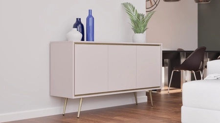 Nevea 150 cm beige elegante Kommode für das Wohnzimmer mit einem subtilen und interessanten Design push to open Türsystem