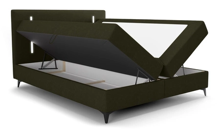 Boxspringbett Norco 160x200 grün stilvolles Bett mit Aufbewahrungsbox Beleuchtung im Kopfteil fügt eine einzigartige Note