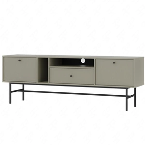 RTV Schrank Kioto III 180 cm Eukalyptus eleganter Schrank in gedeckten Farben dezente Griffe Metall schwarzer Rahmen