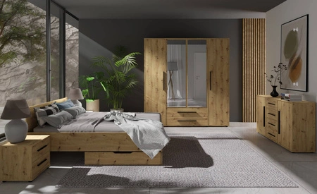 Kommode Maxione 150 cm Eiche handwerklich elegant und vielseitig Kommode Stil für Schlafzimmer oder Wohnzimmer geschmackvolle schwarze Griffe