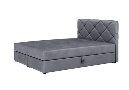 Boxspringbett Luton 180x200 hellgrau im modernen skandinavischen Stil mit markantem Kopfteil