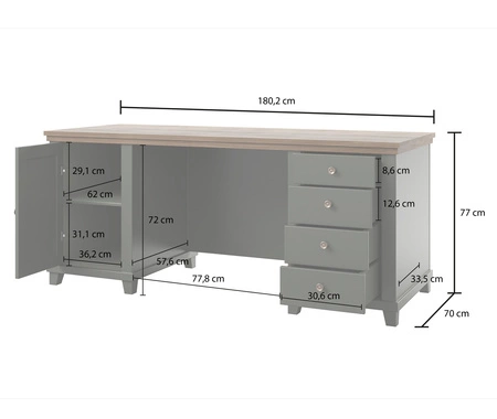 Möbel-Set Evora Flasche grün / Eiche lefkas geschmackvolles Design wird Liebhaber von unverwechselbaren Interieur für das Arbeitszimmer oder Büro begeistern