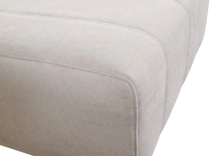 Ecksofa mit Schlaffunktion Penejos IX beige rechte Seite stilvolles Ecksofa mit Bettzeugcontainern komfortable verstellbare Kopfstützen