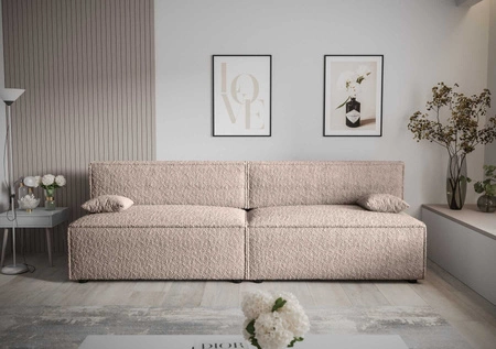 Brandon XL Schlafsofa beige modernes Design und breiter Funktionsstoff mit markanter Schlingenoberfläche