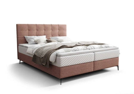 Boxspringbett Irvine 140x200 rosa stilvolles Bett mit Bettzeugablage und hohem Kopfteil besticht durch sein elegantes Design