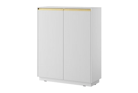 Imperial 104 cm hohe Kommode weiß elegante stilvolle Kommode mit einzigartigem Charakter mit gefrästen Fronten und Goldgriffen