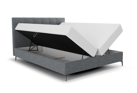 Boxspringbett Irvine 180x200 grau stilvolles Bett mit Bettzeugablage komfortables Kopfteil besticht durch sein elegantes Design