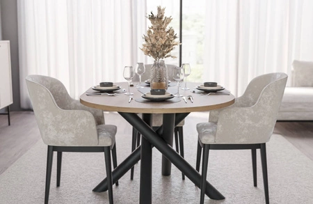 Lyon Tisch 100x138 cm artisan Eiche / schwarz stilvoller Esstisch auf Designer Spider Beinen höhenverstellbar