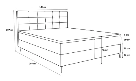 Boxspringbett Irvine 180x200 graue Esche stilvolles Bett mit Bettzeugablage komfortables Kopfteil begeistert durch sein elegantes Design