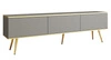 TV-Schrank Luxury 175 cm grau elegantes Design stilvolle geriffelte Front Korpus mit goldenen Zierleisten goldenen Metallbeinen gekrönt