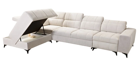 Ecksofa mit Schlaffunktion Penejos XI Lux blau linksseitig stilvolles Ecksofa mit bequemer ausziehbarer Fußstütze