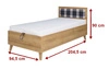 Bett Memone 90x200 cm Eiche Gold Bett mit Bettzeugablage ideal für Kinderzimmer im skandinavischen Stil gepolstertes Kopfteil
