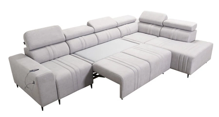 Ecksofa mit Schlaffunktion Castel XI braun rechtsseitig bequemes Ecksofa mit Bettzeugablage strapazierfähiger Stoff