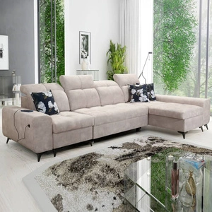 Ecksofa mit Schlaffunktion Buffalo XII beige rechte Seite stilvolles und funktionelles Ecksofa mit Bettkasten