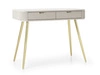Zoya beige Konsole mit Schubladen stilvolle und funktionale Schminktisch geschwungene massive Form geriffelte Schubladenfronten goldene Beine