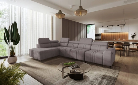 Ecksofa mit Schlaffunktion Castel XI grau braun linke Seite bequemes Ecksofa mit Bettzeugablage strapazierfähiger Stoff 