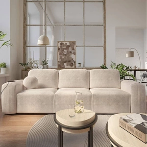 Sofa mit Schlaffunktion Arbon beige bequemes und stilvolles Sofa für das Wohnzimmer weicher Plüschstoff verleiht einzigartigen Charakter