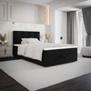 Boxspringbett Flint 100x200 schwarz im modernen skandinavischen Stil mit gepolstertem Kopfteil Bett mit Staukasten