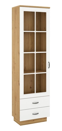 Hängeschrank Scandi Eiche artisan / weiß klassisches Design Hängeschrank für Wohnzimmer stilvolle gefräste Fronten Metallgriffe