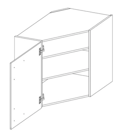 Hängender Ecke-Küchenschrank Scandi 60x60 GN-72 1F schrankdicht gegen Wasserdampf hohe Temperaturen und verschüttete Flüssigkeiten