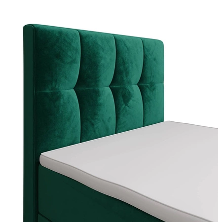 Boxspringbett Manhattan 90x200 flaschengrün Bett im modernen skandinavischen Stil mit gepolstertem Kopfteil und Fußteil Bett mit Staukasten