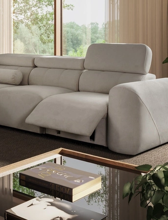 Ecksofa mit Schlaffunktion Cantare III Lux ziegelrot ziegelrot rechtes Stilvolles und bequemes Ecksofa für das Wohnzimmer mit hochklappbarer Fußstütze