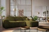 Ecksofa mit Schlaffunktion Arbon olive rechte Ecke modernes Design mit markanter Form weicher Stoff
