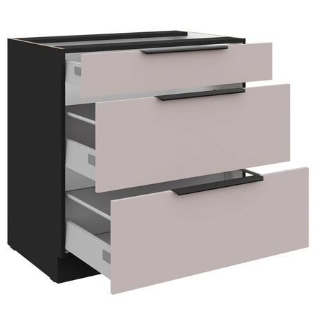 Stehender Küchenschrank mit Schubladen Tarraco 80 D 3S BB Metallkantengriff feuchtigkeits- und beschädigungsbeständiger Schrank