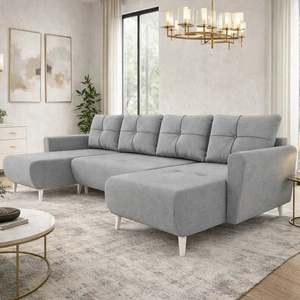 Ecksofa mit Schlaffunktion Felicie U hellgrau stilvolles und elegantes Ecksofa das sich in skandinavische Einrichtungen einfügt