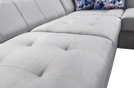 Ecksofa mit Schlaffunktion Hampton VII quarzrosa rechtes Ecksofa für Ihr Zimmer aus Samtstoff mit glatter Oberfläche