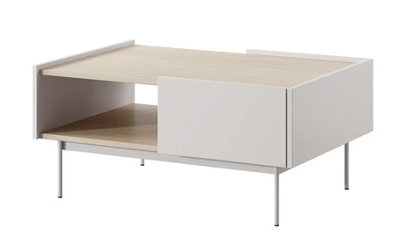 Vellore beige Couchtisch mit Schubladen minimalistisches Design abgesenkt Platte in Eiche Dekor bietet eine originelle Oberfläche