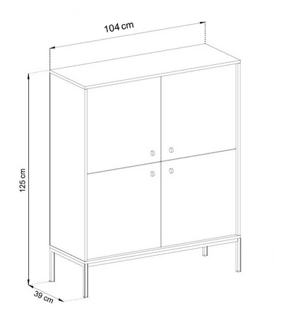 Hohe Kommode Mono 104 cm Beige Minimalistisches Design stilvoller goldener Griff schlichte Form mit metallischen Elementen