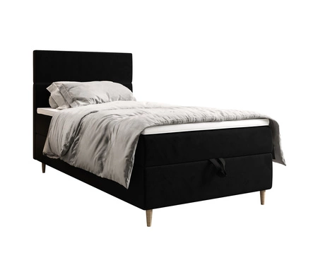 Boxspringbett Bing 90x200 schwarz im modernen skandinavischen Stil mit gepolstertem Kopfteil Bett mit Staukasten
