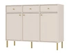 Kommode Kioto II 125 cm beige minimalistische Form ideale Kommode für Schlafzimmer oder Wohnzimmer Goldgriffe