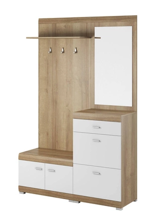 Garderobe Stella 135 cm Eiche Riviera / Weiß Funktionale und praktische Garderobe für den Flur dezente Farbgestaltung und modernes Design