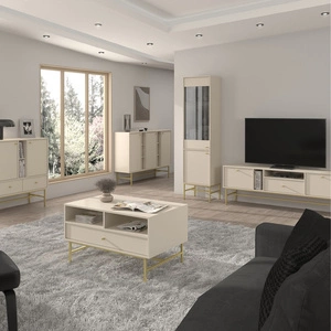 Kioto III Wohnzimmermöbel-Set beige stilvolles Design elegante Möbel in gedeckten Farben mit einem stabilen Goldrahmen bereichert