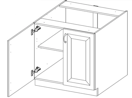 Tilos 80 D 2F BB Küchenhochschrank mit Regal Dampf-, hitze- und spritzwassergeschützter Schrank