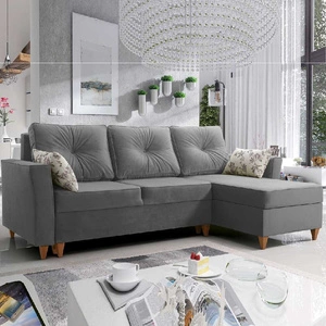 Ecksofa mit Schlaffunktion Topeka Esche grau rechtshändig Stilvolles und modernes Design, das sich in jede Einrichtung einfügt