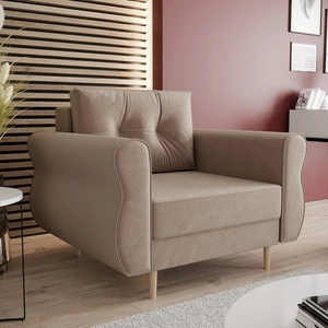 Wilkins Sessel hellbraun eleganter Sessel für das Wohnzimmer mit einem geräumigen und weichen Sitz Holzbeine fügen visuelle Leichtigkeit